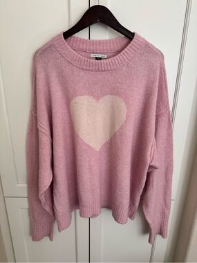 American Eagle Heart Sweater Pink & Cream XL